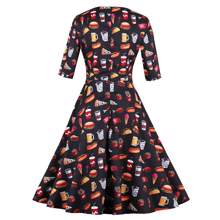  Vintage Dress for Women, Fashion Dresses for Women Cocktail Party, Casual Swing Dress, Half Sleeve Swing Dress, 50s Vintage Dresses, #N14730