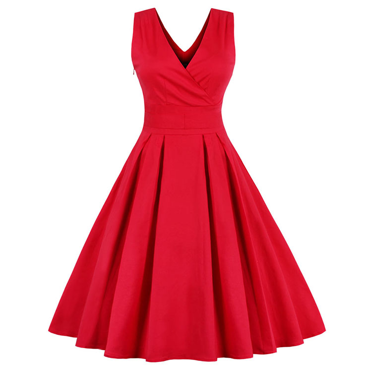 Women's 1950's Vintage Deep V Cocktail Party Dress N11882