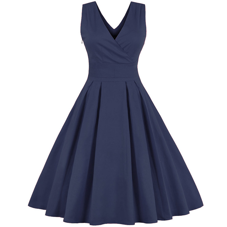 Women's 1950's Vintage Deep V Casual Party Cocktail Dress N11942