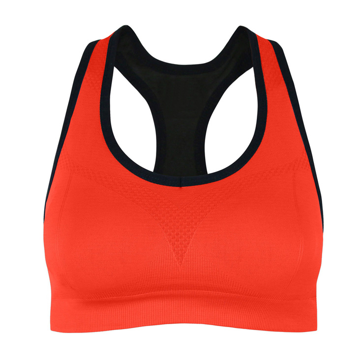 Women's Orange High Impact Workout Yoga Running Sports Bras Racerback ...
