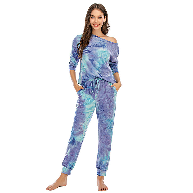 Pudcoco Women's Tie Dye Pajama Set – Short Sleeve Tee & Shorts, Cotton Blend Loungewear, Gradient Color - View #8