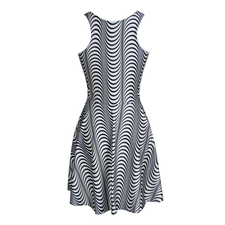 Black&White Visual Effect Sleeveless A-line Mini Dress N8769