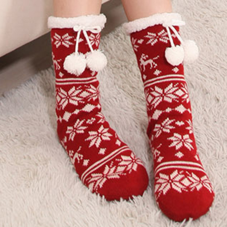 Fluffy Fleece Lining Winter Tube Knit Socks HG12120