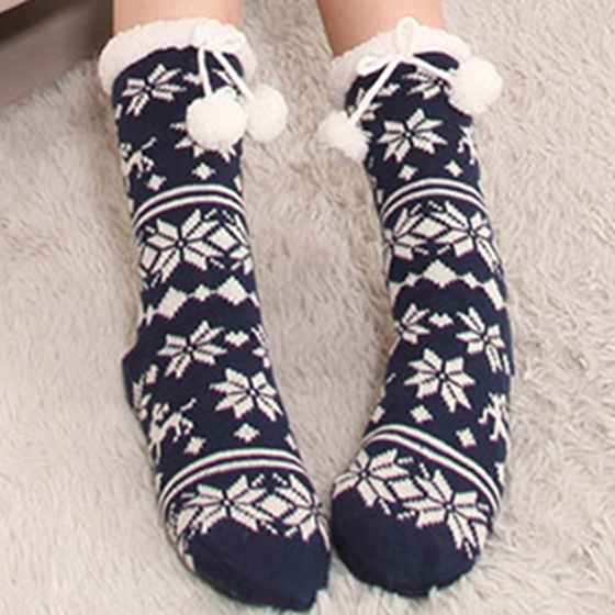 Fluffy Fleece Lining Winter Tube Knit Socks HG12118