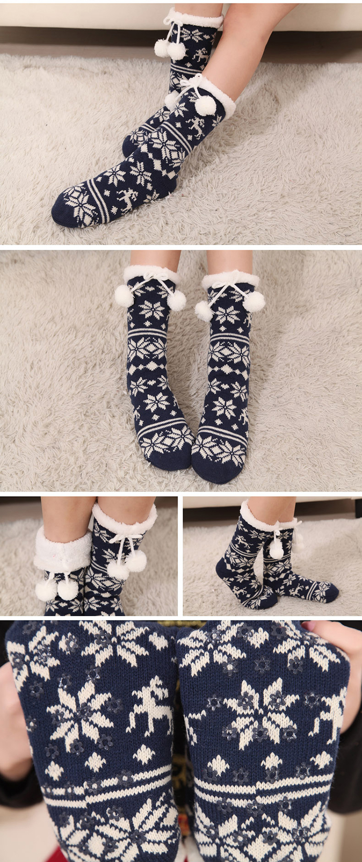Woolen Knitted Socks, Household Socks, Comfortable Socks, Thick Stockings, Winter Socks, Slipper Socks, #HG12118