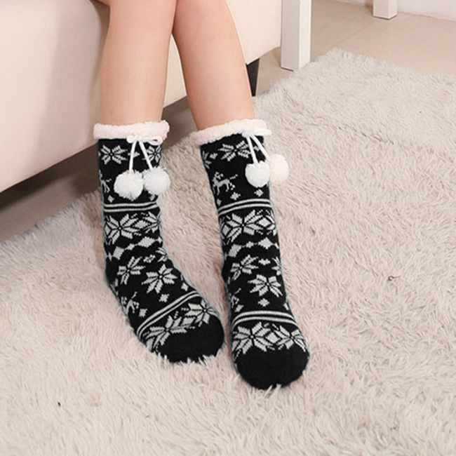 Christmas Woolen Knitted Socks, Household Socks, Comfortable Socks, Thick Stockings, Winter Socks, Slipper Socks, #HG12150