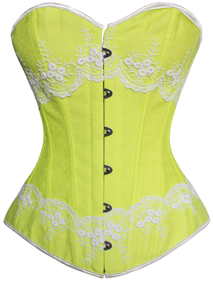 Yellow and White Brocade Corset, Jacquard Fabric Corset, Yellow Embroidered Corset, #N7842