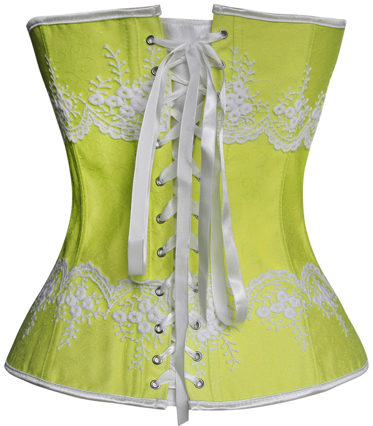 Yellow and White Brocade Corset, Jacquard Fabric Corset, Yellow Embroidered Corset, #N7842
