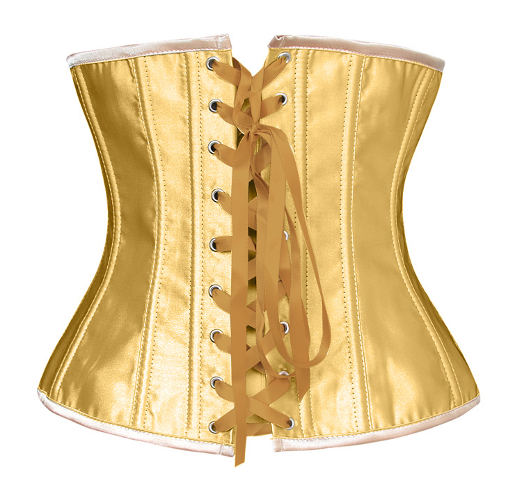 Women's Sexy Yellow Stain Plastic Boned Underbust Waist Cincher Corset